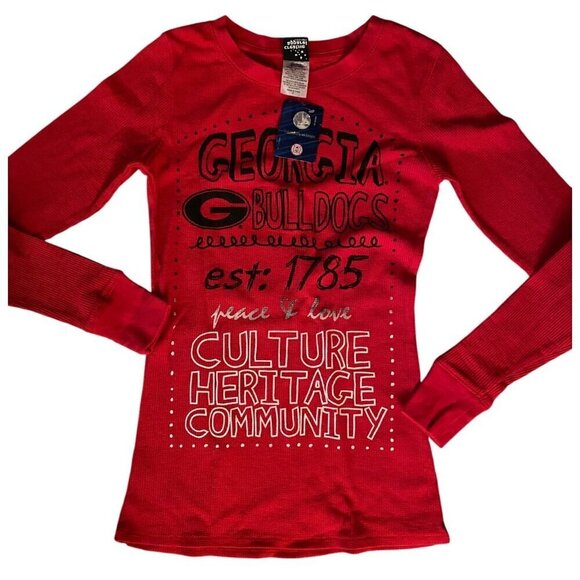 George Bulldog Red Thermal Shirt Womens Size Small - Picture 1 of 3